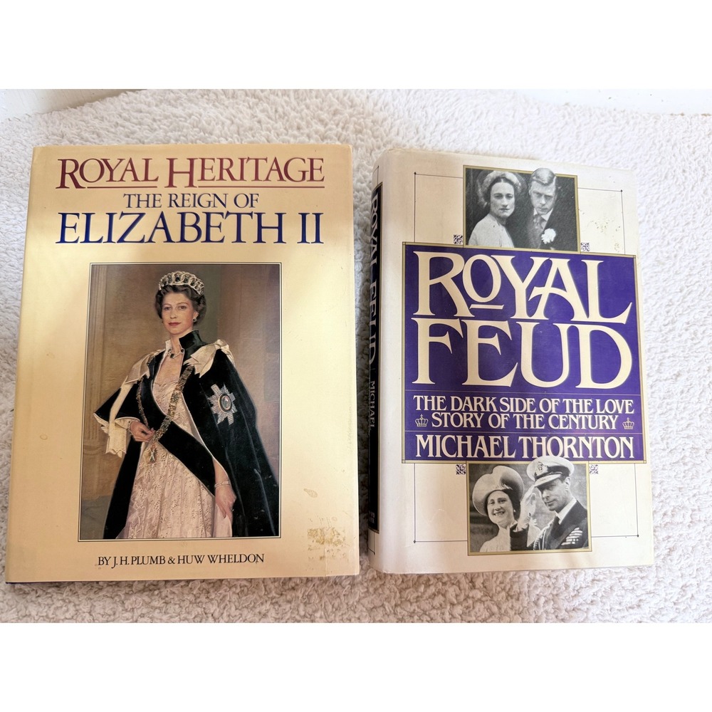 Royal Heritage Elizabeth II Feud Book Lot Vintage History British Monarchy 2pc